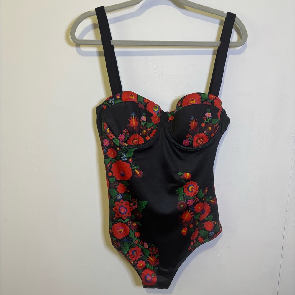 Yandy Black Floral Bodysuit 2X